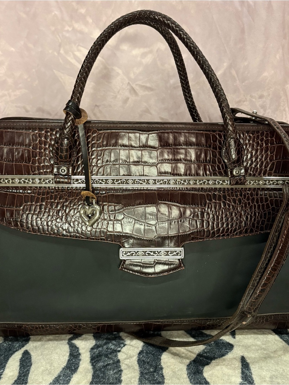 Vintage Brighton for Business Martha Briefcase Laptop Bag Croc Leather